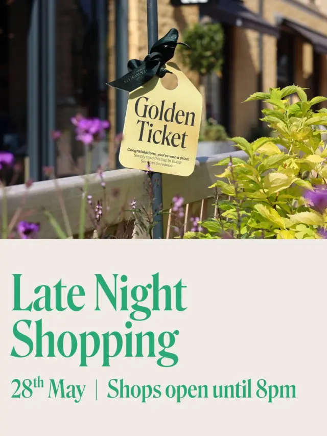 Our first late night shopping event of the year is here ✨

🛍️ One night only offers
🎁 Instant win prizes with Golden Tickets from 6pm-8pm
🎶 Live music from @therenditionsband 

Join us and shop in cooler temperatures at even bigger discounts, and why not stop for a bite to eat whilst you’re here too?

🏷️
Late night shopping | Outlet shopping | Live music | Discount shopping | Tewkesbury | Gloucestershire | Prize giveaway | May half term