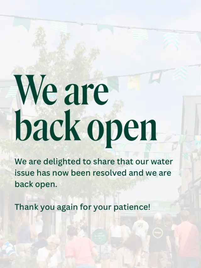 ✨ WE ARE BACK OPEN ✨

We are delighted to share that we are back open and our water issue has been resolved. Huge apologies for the inconvenience and we’d like to thank you for your patience.