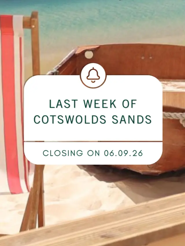 Come and enjoy the last week of Cotswolds Sands, before we start to get ready for our Autumnal activities. 

🏷️ 
Cotswolds Designer Outlet | Beach |Cotswolds Sands | Outlet Shopping | Tewkesbury